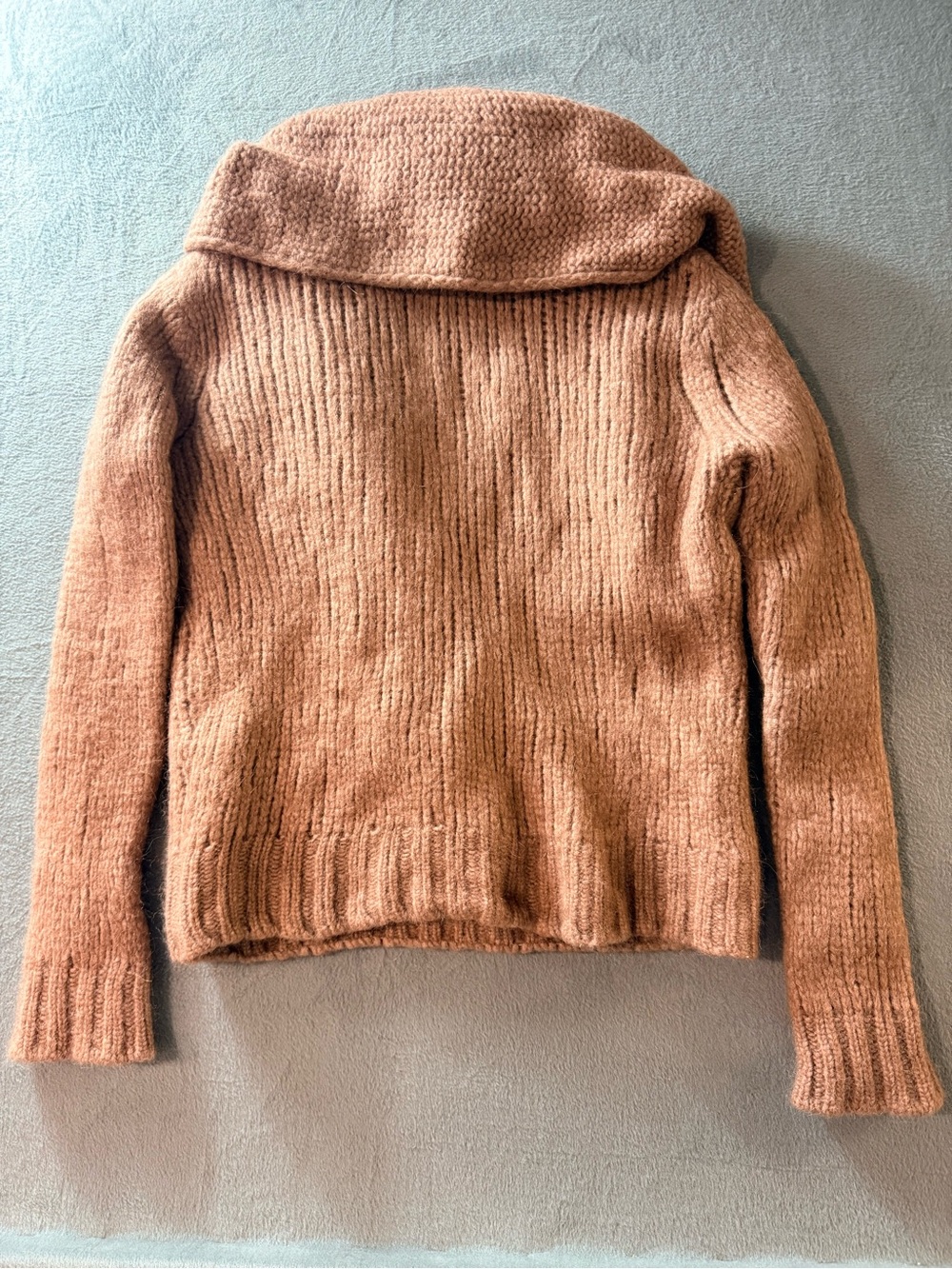 Zara - Cozy Knit Sweater with Attached Scarf in Camel Color - Picture 8 of 9